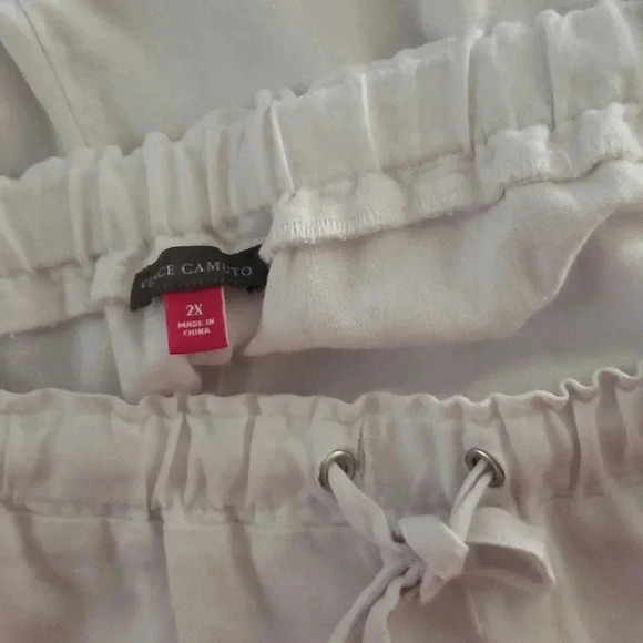 Boho 2XL White Linen Wide Leg Pockets Drawstring Shabby Chic New - Picture 7 of 7